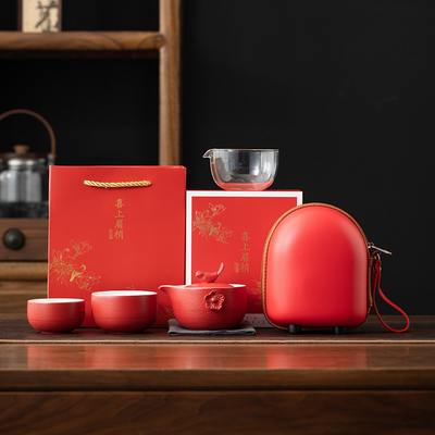 Logo du client Ensemble de thé de style chinois dans un sac EVA portable Parfait pour les sports et les jeux