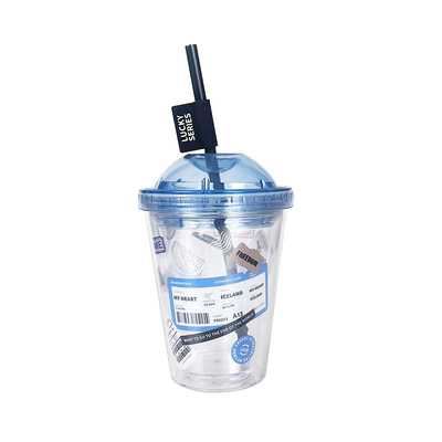 Coupe à la paille créative en plastique à double couche pour cadeau d'été