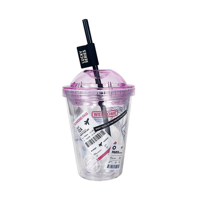 Coupe à la paille créative en plastique à double couche pour cadeau d'été