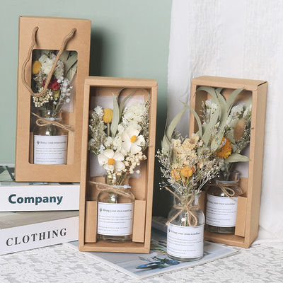 Agence de voyages Délices cadeau du jour de la déesse œillet Bouquet de fleurs séchées en bouteille de verre