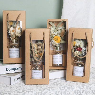 Agence de voyages Délices cadeau du jour de la déesse œillet Bouquet de fleurs séchées en bouteille de verre