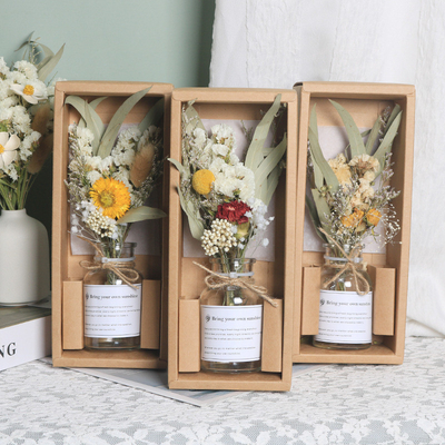 Agence de voyages Délices cadeau du jour de la déesse œillet Bouquet de fleurs séchées en bouteille de verre