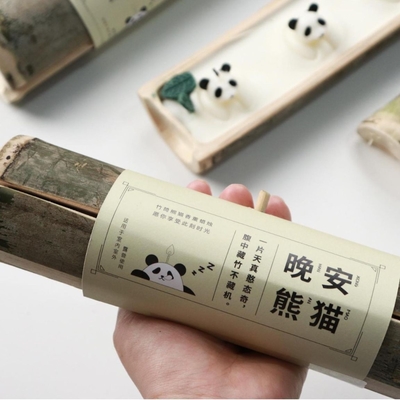 Une bougie de bambou personnalisée Bonne nuit Panda aromathérapie pour les clients des hôtels et des centres de villégiature