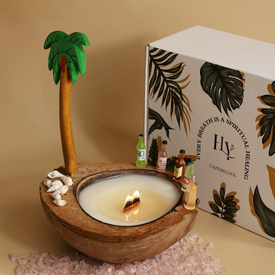 Logo du client Concasse de noix de coco bougie aromathérapie boîte cadeau parfum de l'île d'été