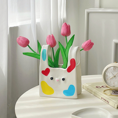 Vase en céramique imprimée sur écran de soie La décoration d'entrée parfaite pour les hôtels et les centres de villégiature