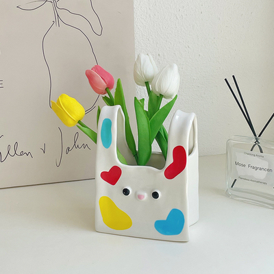 Vase en céramique imprimée sur écran de soie La décoration d'entrée parfaite pour les hôtels et les centres de villégiature