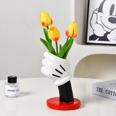 Design de logo unique Vase à main Mickey minimaliste moderne pour la décoration artistique de la maison créative