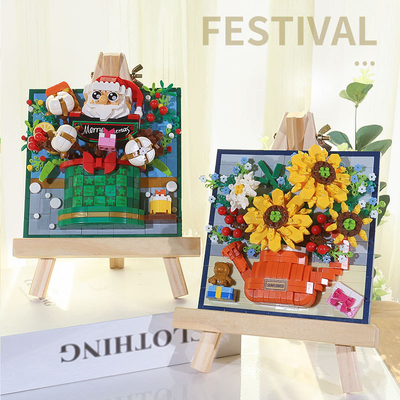 Des roses de Noël des tournesols et des lis des petits grains des blocs de construction pour l'impression 3D