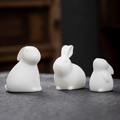 Décoration en céramique de lapin de jade mignon pour les cadeaux du festival de mi-automne