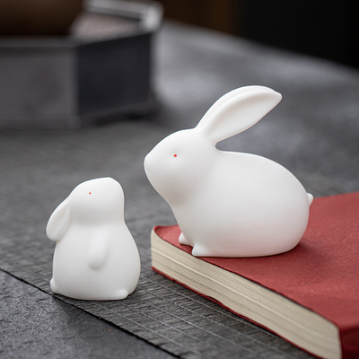 Décoration en céramique de lapin de jade mignon pour les cadeaux du festival de mi-automne