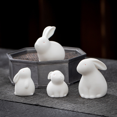 Décoration en céramique de lapin de jade mignon pour les cadeaux du festival de mi-automne