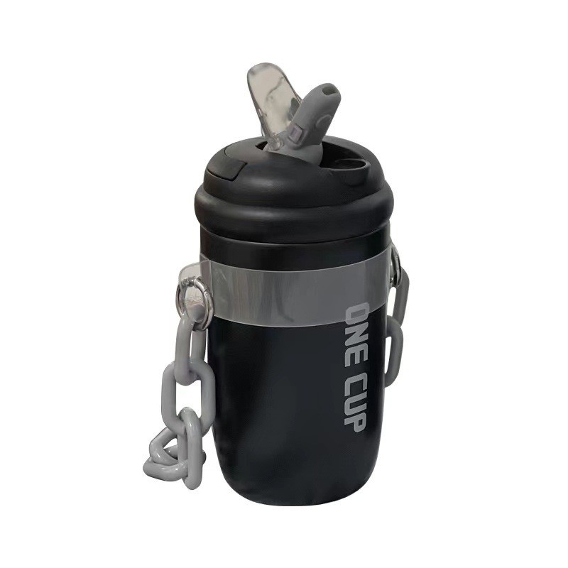 Logo personnalisé tasse à paille isolée esthétique chaîne portative tasse à eau pour cadeaux aux employés