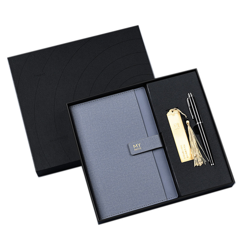 A5 Notebook Bookmark Signature Pen Set Logo personnalisé Box cadeau d'affaires pour les sports et les jeux