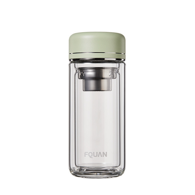 Coupe de verre à double couche à haute teneur en borosilicate avec cloison à thé et impression UV