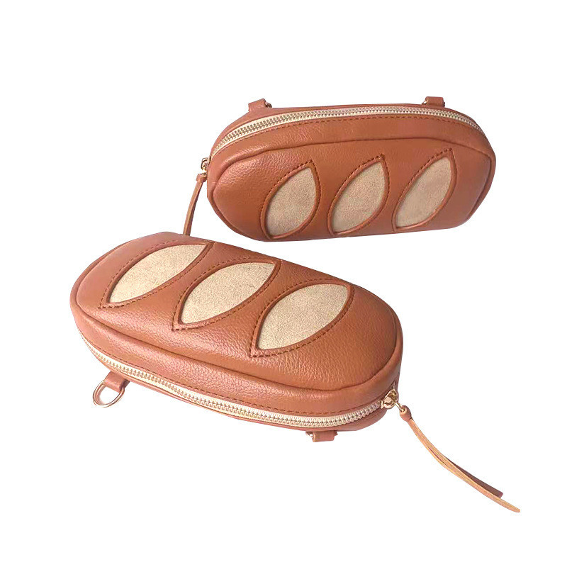 Journée du fou de texture maquillage sac de rangement mignon petit pain sac crossbody pour les activités