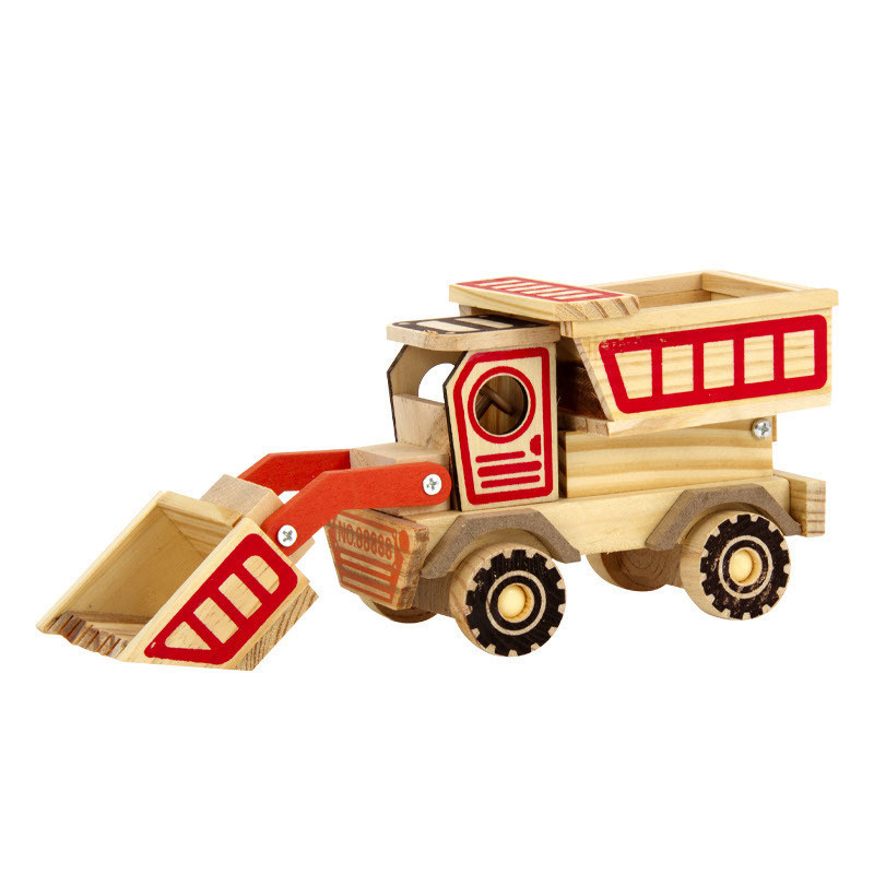 Décoration de l'agence de voyages Essentiel modèle de bulldozer en bois fait à la main avec 2 couleurs