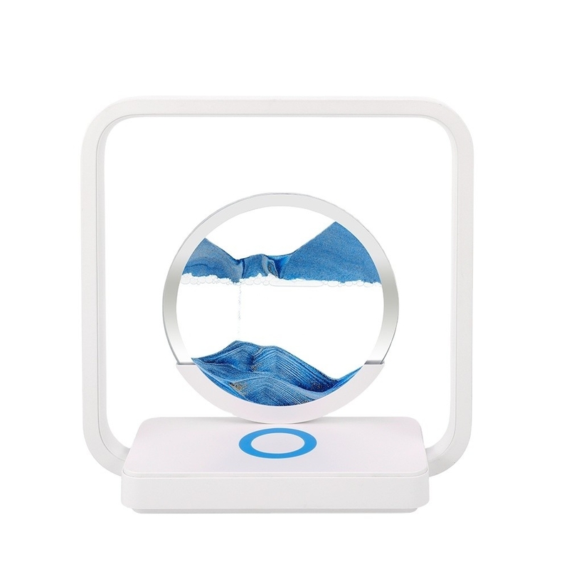 Chargement sans fil LED Lumière USB Touch 3 couleurs de sable coulant peinture de la lampe de table pour cadeau unique