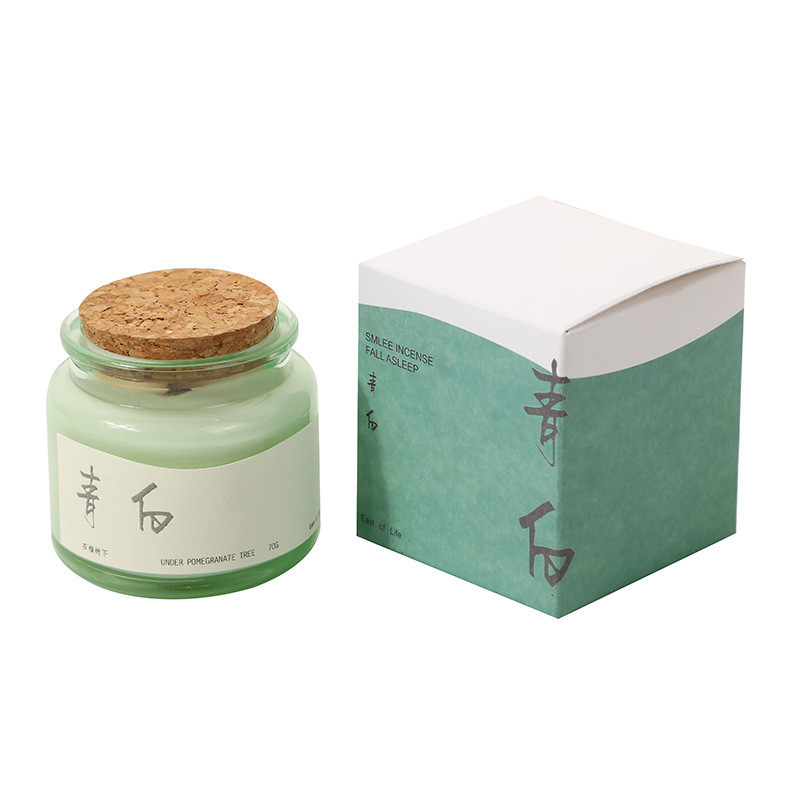 2 Impression graphique couleur sur liège en bois Coupe verte bougie d'aromathérapie pour un événement de niche
