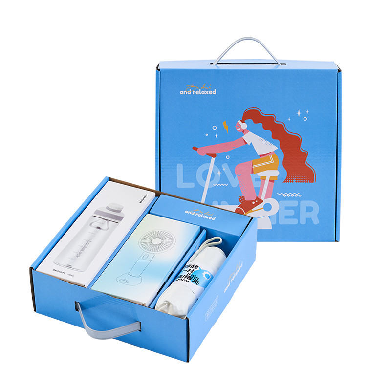 Impression UV Boîte cadeau de rendez-vous d'été Verrouillez tasse à eau Portable ventilateur UV Portable parapluie