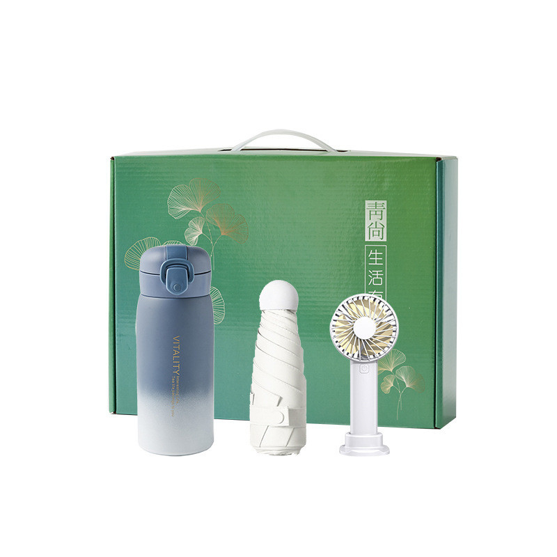 Set de refroidissement d'été en plastique, tasse à eau pour sport, ventilateur portable, parapluie, cadeau de bienvenue