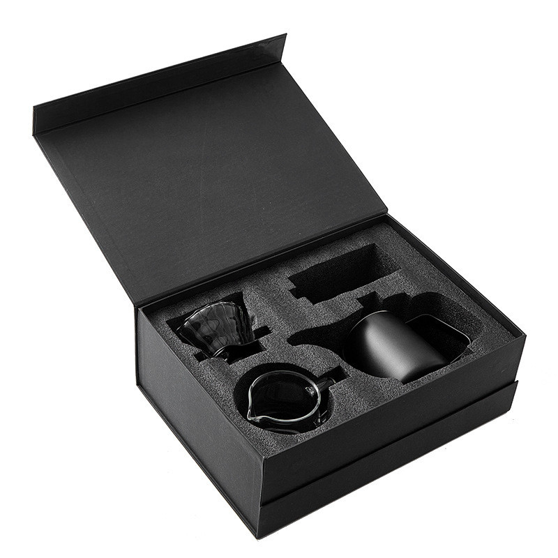 Boîte cadeau de café faite à la main Boîte à eau à bouche longue Filtre tasse de partage de pot Shake à la main Moulin à haricots Filtre de papier cadeaux