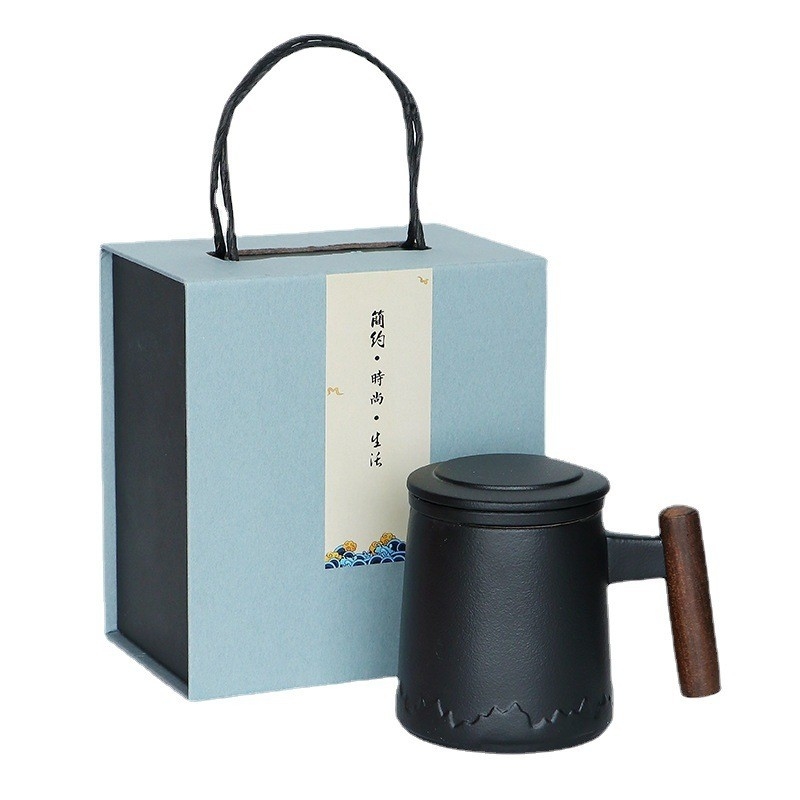 Boîte cadeau à couvercle en céramique pour les tasses de thé à brasser