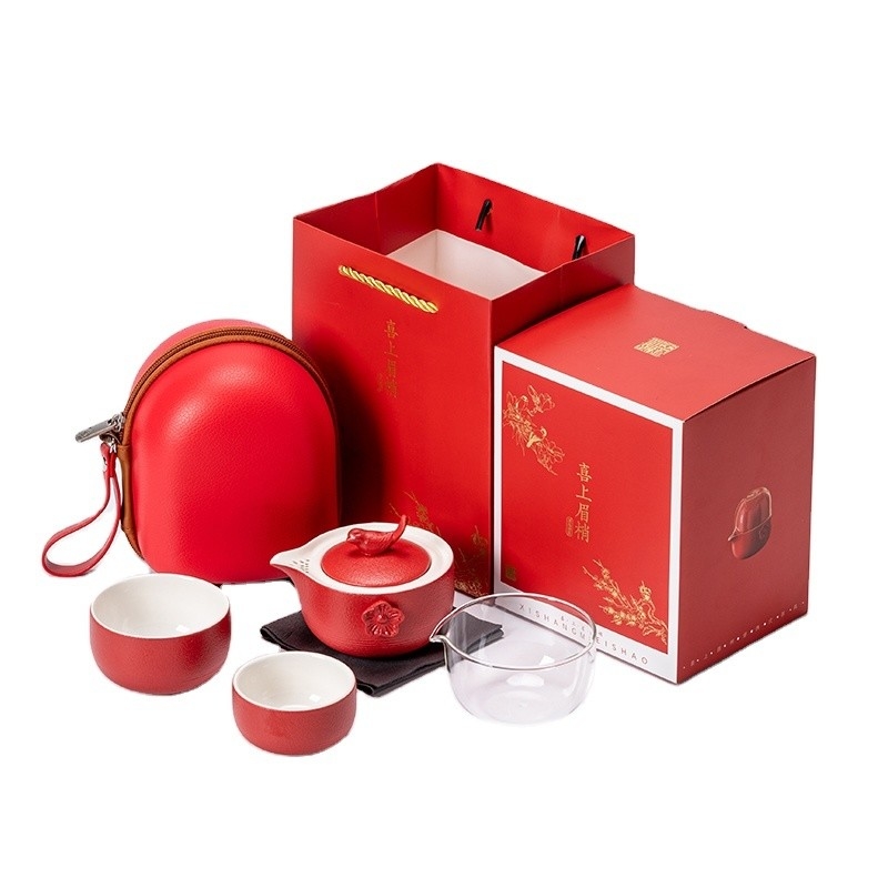Logo du client Ensemble de thé de style chinois dans un sac EVA portable Parfait pour les sports et les jeux