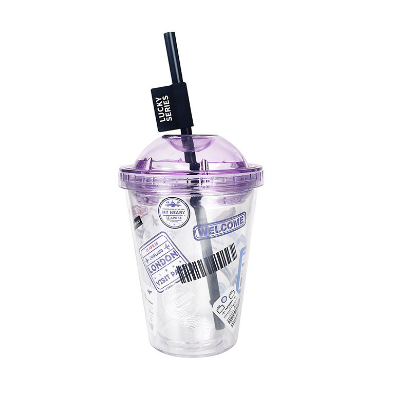 Coupe à la paille créative en plastique à double couche pour cadeau d'été