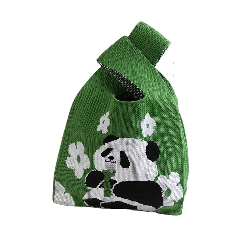 Ensemble de sac tricoté Panda coloré Petit ventilateur à main Crème à main Set cadeau parapluie en verre
