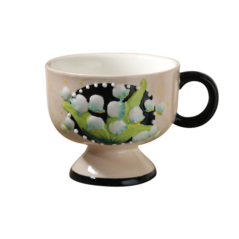 Agence de voyages Essentiels Peint à la main lilie de la vallée tasse de café en céramique de Finlande