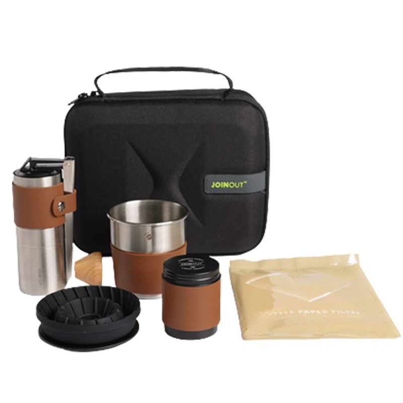 Set de café portable extérieur avec broyeur de haricots à manivelle et combinaison de tasse à filtre