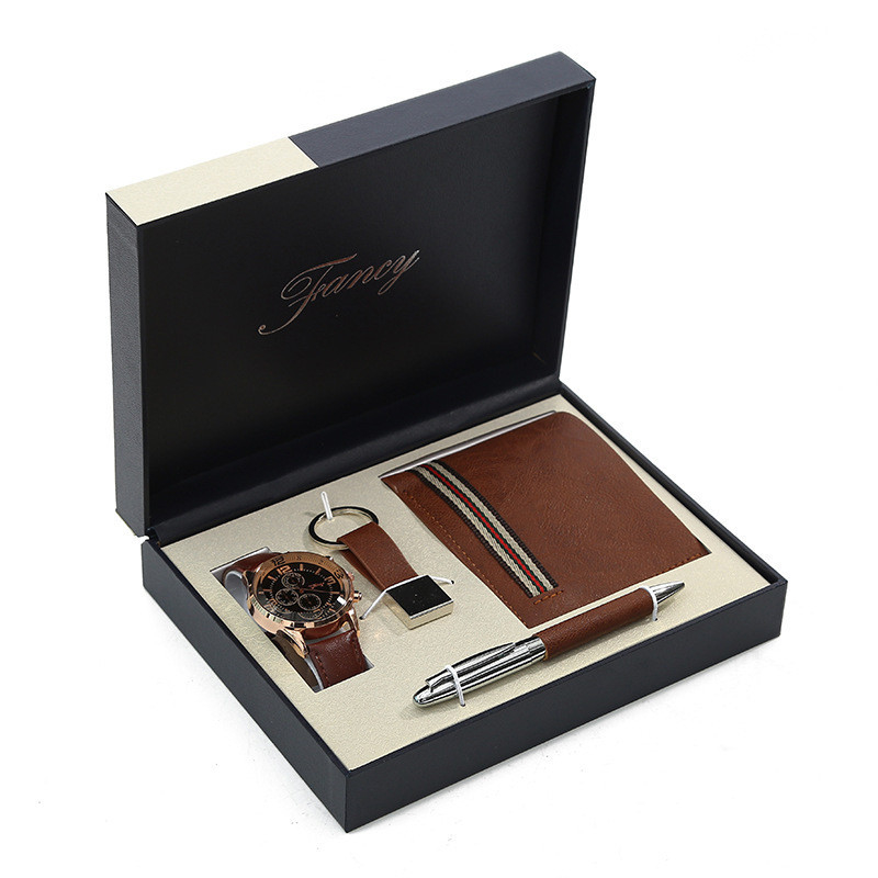 Techniques d'impression UV Ensemble cadeau d'affaires Montre portefeuille porte-clés stylo pour vos clients